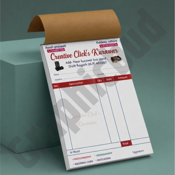 Photo Studio Bill Book Design CDR File