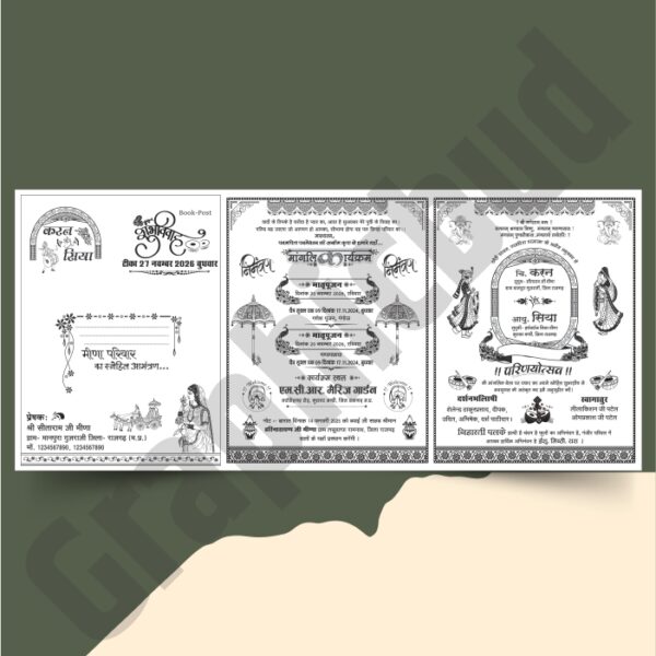Premium Wedding Card Design CDR File for Screen Printing
